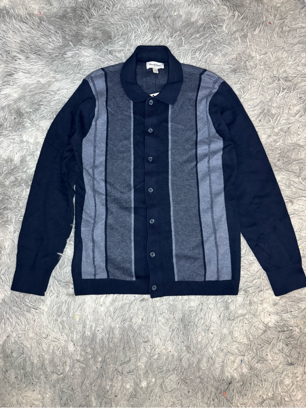 Goodfellow & Co Men’s Cotton Blend Two Tone Button Up Cardigan - Blue Small NWT